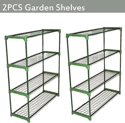 Panana 2 x Display Storage Racking for Garden Garage Greenhouse Staging Plant Stand Greenhouse 4-Tire Racking Shelving Unit for Garden Shed Garage
