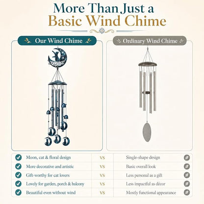 LESES Wind Chimes, Cat Memorial Wind Chime for Outside Cat Lover Gifts for Women Grandma, 35" Sympathy Wind Chimes Outdoor Clearance Home Garden Decoration Windchimes for Yard, Patio
