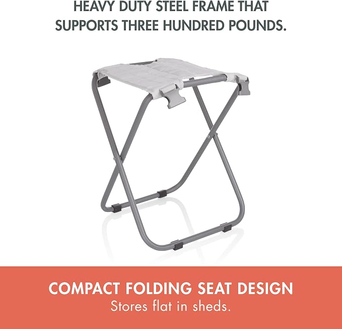Picnic TIME Gardener 2.0 Folding Seat with Tools, Folding Garden Stool with Detachable Storage Tote Bag, Portable Folding Chair Seat with Garden Tools Set Organizer, (Fog Gray)