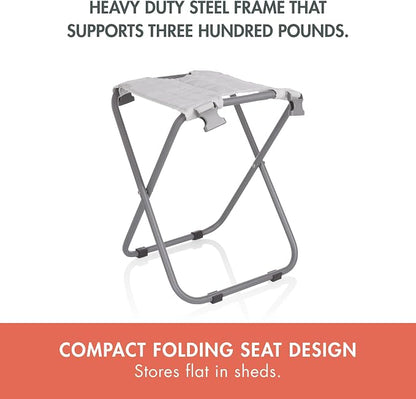Picnic TIME Gardener 2.0 Folding Seat with Tools, Folding Garden Stool with Detachable Storage Tote Bag, Portable Folding Chair Seat with Garden Tools Set Organizer, (Fog Gray)