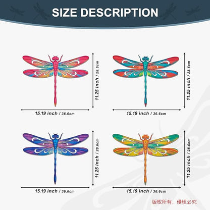VOKPROOF Metal Dragonfly Wall Art Decor,Outdoor Fence Decor for Patio Yard Garden, Hanging Decorations for Living Room, Bedroom(4 Pack)