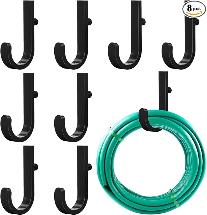 8 Pcs Shed Storage Tool Hooks Accessories Compatible with Suncast, Compatible with Craftsman for Hanging Shelves Accessories Part, Storage Sheds Replacement Screws, Brackets and Hooks(J Shaped)