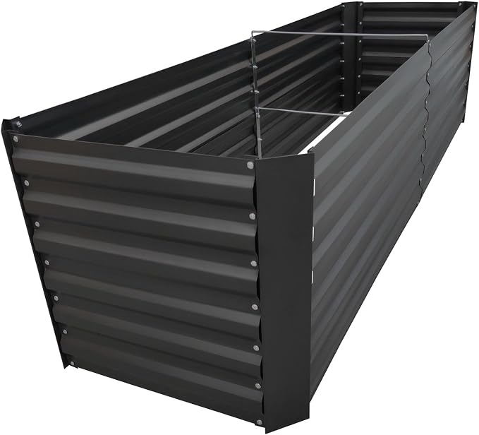 6x2x2FT Black Metal Raised Garden Bed Kit, Galvanized Outdoor Planter Box for Vegetables, Flowers, Herbs, Succulents and More