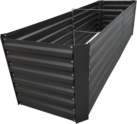 6x2x2FT Black Metal Raised Garden Bed Kit, Galvanized Outdoor Planter Box for Vegetables, Flowers, Herbs, Succulents and More