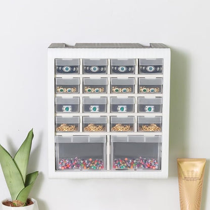 Gonice 18 Drawer Plastic Screw Storage Organizer, Tool Storage Box for Screws, Nuts and Small Parts