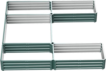 Outsunny 8 x 8ft DIY Raised Garden Bed, Large Galvanized Steel Planter Box with 5 Compartments, for Outdoor Plants, Vegetables, Flowers, Herbs, Easy Assembly, Green
