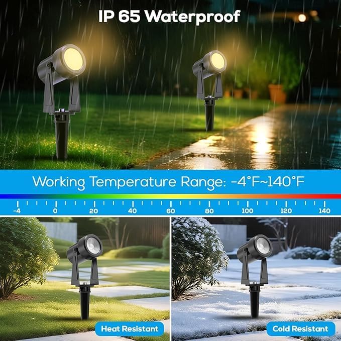ZYAN Landscape Spotlights, Dimmable, Timer, Auto On Off, Low Voltage, Plug and Play, IP65 Waterproof, 2700K Warm White, for Garden Yard Pathway, 12 Pack (6 Pack×2)