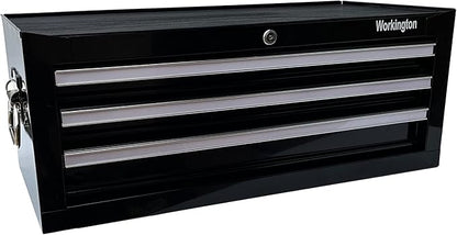 Workington Industrial 3 Drawers Portable Metal Intermediate Box, 26" Middle Tool Chest Cabinet with Ball Bearing Drawer Slides, Steel Tool Storage Box Organizer 4009 Black