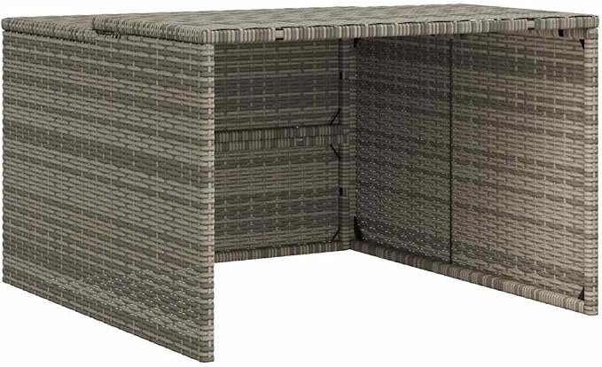 vidaXL Robot Mower Garage, Outdoor Lawn Mower Storage, Garden Storage Small Shed for Lawn Mower, Robot Mower Carport, Lawn Mower Shelter, Gray Poly Rattan