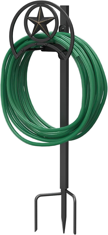 GOFORWILD Garden Hose Holder, Star Decorative, Durable Wall Hose Hanger, Hose Reel, Holds 125-Feet of 5/8-Inch Hose, Made of Gauge Steel