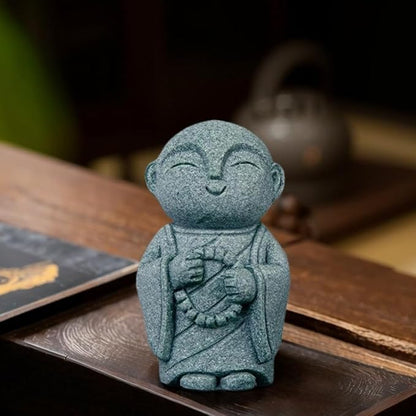 Mini Monk Buddha Statue Sandstone Statues Zen Monk Praying Statue Sculptures for Wealth Good Luck Feng Shui Decor Home Fish Tank Aquarium Garden (Style 11)