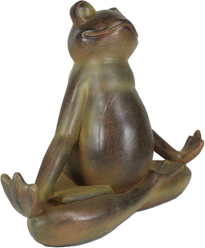 Ebros Gift Rustic Zen Meditation Contented Yoga Frog Garden Statue Meditating Buddha Frog Wisdom Koan Decorative Sculpture 14" Long