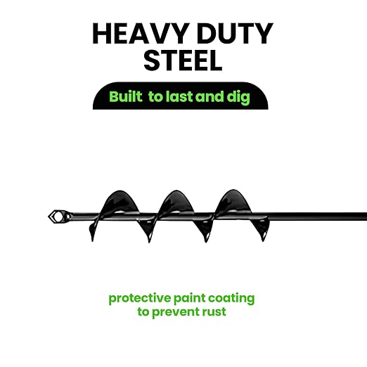 K-Brands Auger Drill Bit for Planting – 1.6 x 16 Inch - Garden Spiral Hole and Bulb Planter Tool for Umbrella Holes - Compatible with 3/8 Inch Hex Drive