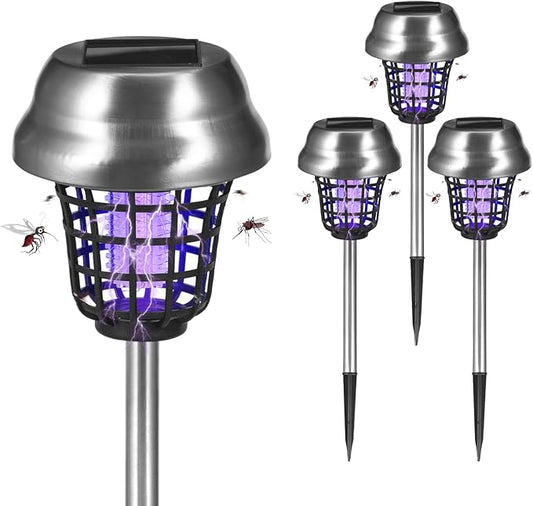 4Pack Solar Bug Zapper Outdoor Waterproof Mosquito Zapper | Outdoor with UV Light, Bug Zapper Repellent Trap, Outside Bug Repellent Trap Used to Keep Gnat Small Flying Mosquitoes