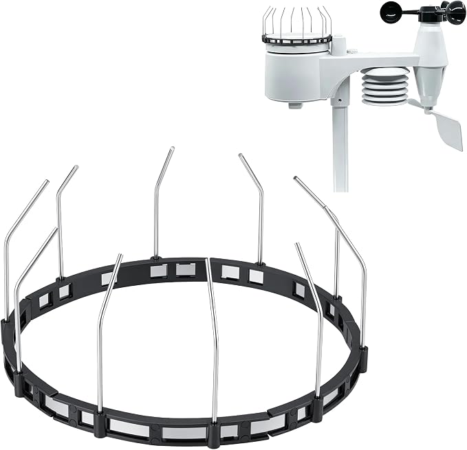 Bird Spikes Compatible with Ambient Weather WS-7078 & WS-7079, Adjustable Weather Station Bird Spike Kit with Stainless Steel Locking Ties and Wires for Rain Gauge Funnel Protection