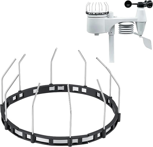 Bird Spikes Compatible with Ambient Weather WS-7078 & WS-7079, Adjustable Weather Station Bird Spike Kit with Stainless Steel Locking Ties and Wires for Rain Gauge Funnel Protection