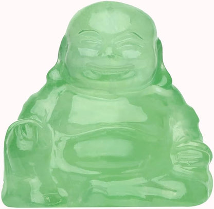 Fluorite Crystal Laughing Buddha Statue Meditation Decor Spiritual Art Piece Healing Stone Figurine Zen Altar Sculpture Feng Shui Gift Yoga Space Ornament Peaceful Home Temple Collectible