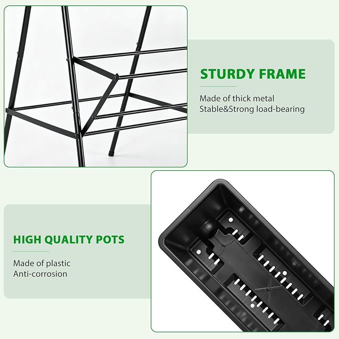 Raised Garden Bed Tiered Vertical Garden Planters Outdoor 7 Planter Boxes with Legs Indoor Elevated Herbs Flowers Vegetables Garden Box for Backyard Patio Balcony, Black