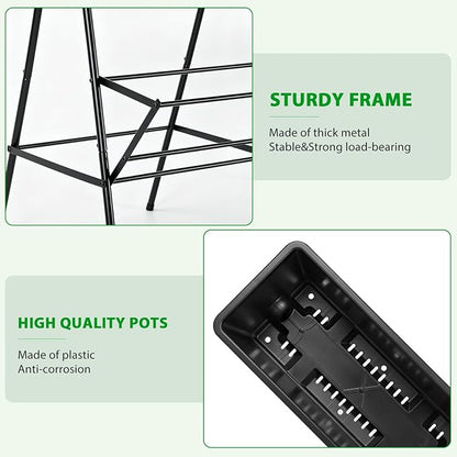 Raised Garden Bed Tiered Vertical Garden Planters Outdoor 7 Planter Boxes with Legs Indoor Elevated Herbs Flowers Vegetables Garden Box for Backyard Patio Balcony, Black