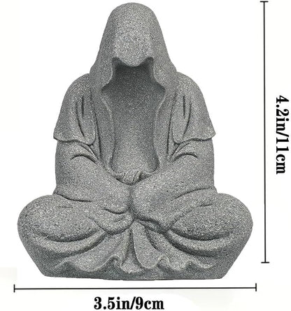 Aquarium Buddah Statue Sandstone Zen Buddha Sculptures for Garden Fish Tank Home Decorations (A)