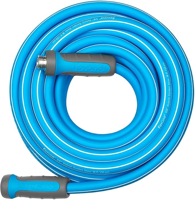 FEVONE Heavy Duty Garden Hose 12 ft, Hybrid Polymer Water Hose | Flexible, Leak-Free, Lightweight, 5/8 ID, 600 PSI, 3/4 GHT Aluminum Fittings with Swivel Handles