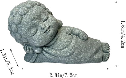 livelyfish Sleeping Buddha Statue Sandstone Buddha Figurine Zen Buddhism Sculpture for Aquarium Fish Tank Garden Home Decor (S)