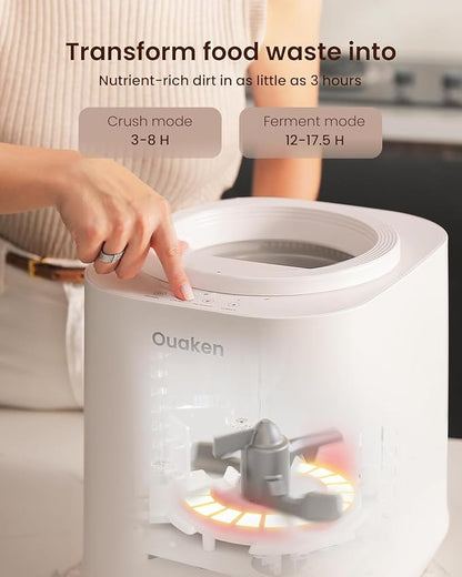 4L Electric Composter for Kitchen, Smart Countertop Compost Bin, Odorless | Low Noise | Auto-Cleaning | Turn Food Waste into Fertilizer, Indoor Food Waste Compost Machine, White