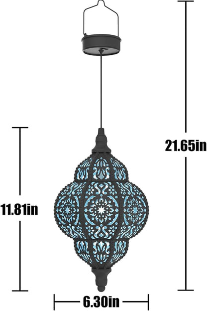 Hapjoy Hanging Solar Lights Outdoor Garden Decor Solar Lantern Waterproof Plastic Moroccan Outdoor Decorations for Patio Pathway Yard Backyard Garden Decorative (2, Black)