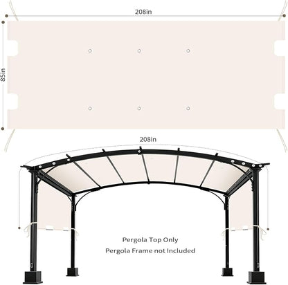 85"x 208" Universal Pergola Shade Cover, Garden Shade Replacement for 17x7.4 Ft Outdoor Pergola Structure, Patio Gazebo Canopy, Porch, Balcony Waterproof Top (Cover Only, Beige)