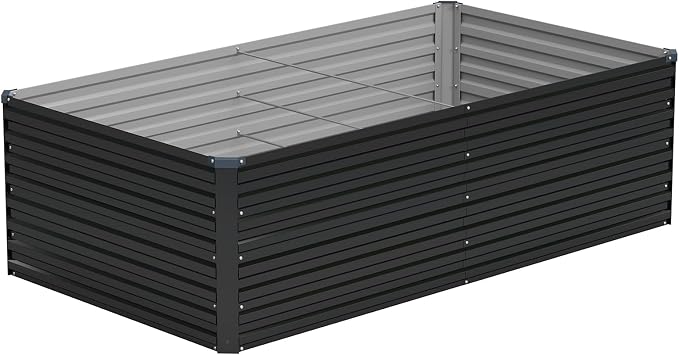 Vengarus 6x3x2ft Galvanized Raised Garden Bed,Metal Raised Beds Kit Black | 2FT Deep Root Elevated Garden Planter Box, Corrugated Steel, Open Bottom, Rustproof All Weather, Large Vegetable Flower Bed