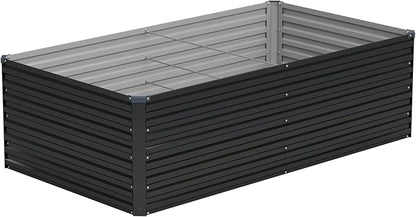 Vengarus 6x3x2ft Galvanized Raised Garden Bed,Metal Raised Beds Kit Black | 2FT Deep Root Elevated Garden Planter Box, Corrugated Steel, Open Bottom, Rustproof All Weather, Large Vegetable Flower Bed