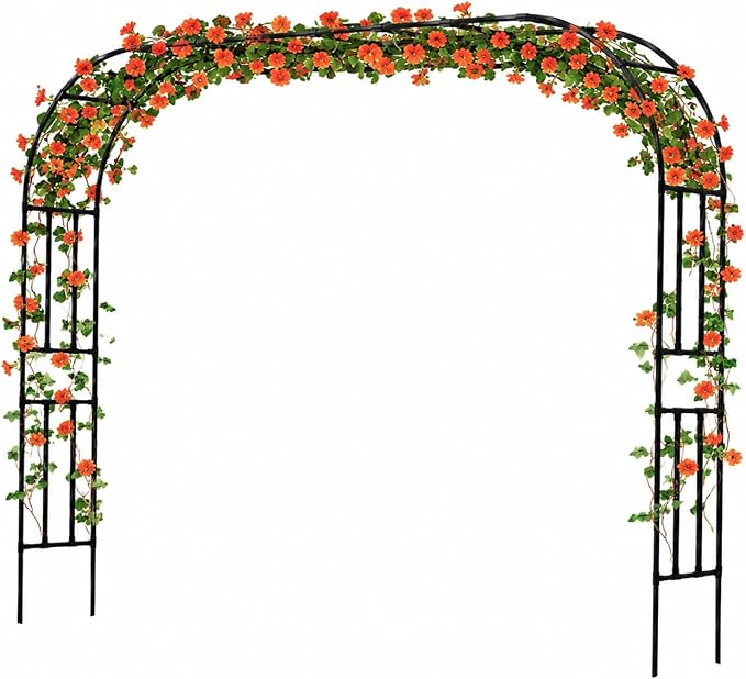 Garden Arch, 126''x94.5'' Arbor Trellis, Trellis for Climbing Plants Outdoor, Garden Arch Arbor for Flower, Climbing Vine Vegetable, Fruit and Lawn(Black)