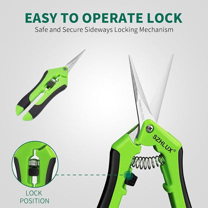 SZHLUX 6.5 Inch Gardening Scissors Hand Pruner Pruning Shears (1, Green)
