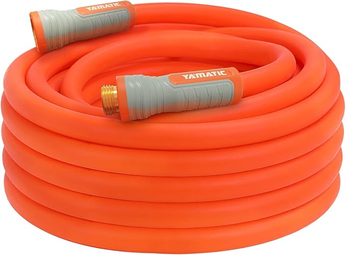YAMATIC Flexible Garden Hose 5/8" x 50ft, 360° Swivel Handle, Burst 600 PSI | 50 Foot Heavy Duty Water Hose for All-weather, 3/4" Brass Connections for Leakproof, Lightweight Hose for Agriculture, Lawn