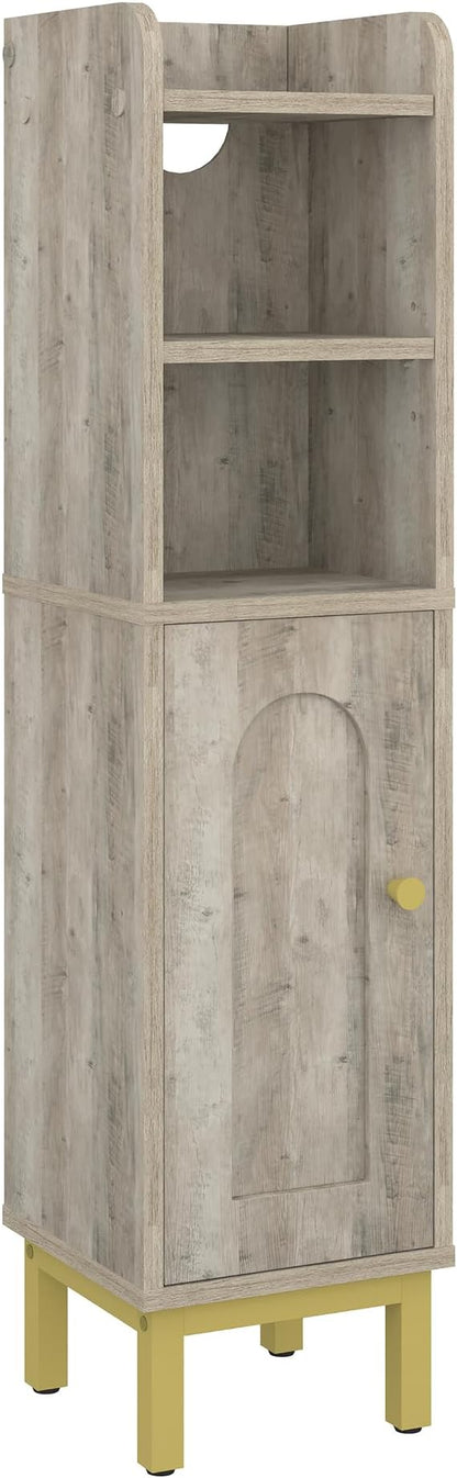 Hzuaneri Bathroom Storage Cabinet, Small Corner Floor Cabinet with Door and Shelves, Narrow Toilet Paper Holder, Bathroom Organizer with Adjustable Shelf, for Small Spaces, Rustic Greige BC08205X