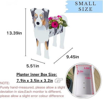 Australian Shepherd Dog Planter Pots, 9.45 x 5.41 x 13.39 Inches | Dog Flower Pot, Cute Animal Shaped Plant Pot, Gifts for Women & Pet Lovers, Indoor Outdoor Garden Home Office Decor
