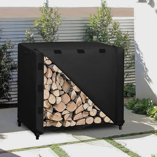 Easy-Going 4 Feet Outdoor Log Rack Cover Waterproof Weatherproof Firewood Cover with Openable Front Flap, (Cover Only, Rack Not Included)