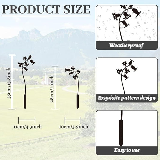 WADORN 2Pcs Bellflower Metal Decorative Garden Stakes, Black Bellflowers Silhouette Outdoor Statues Rustic Garden Ornament Gifts Yard Art Decoration Stake for Outdoor Backyard Lawn Walkways Flowerpot