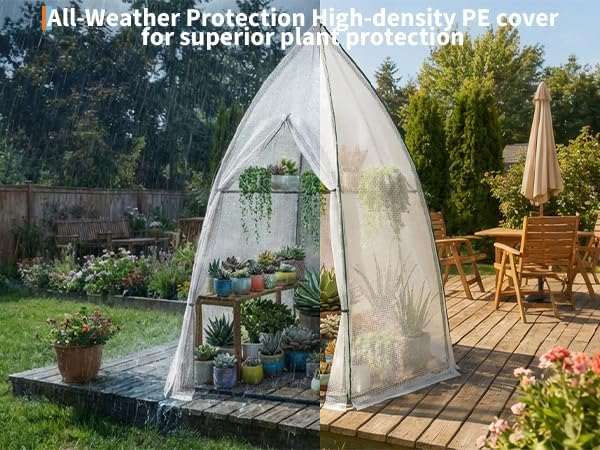 Greenhouse for Outsides, 54”x 54”x 71” Heavy Duty Green House Tent with Durable PE Cover, Garden Plant Protector with Zippered Door Mesh Window for Vegetables Flowers Fruits Herbs, Transparent