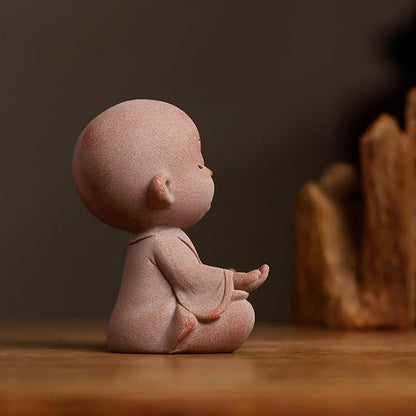 Sitting Buddha Meditation Zen Figurines Decor Small Monk Statue for Fish Tank Aquarium Garden Decoration (Pink)