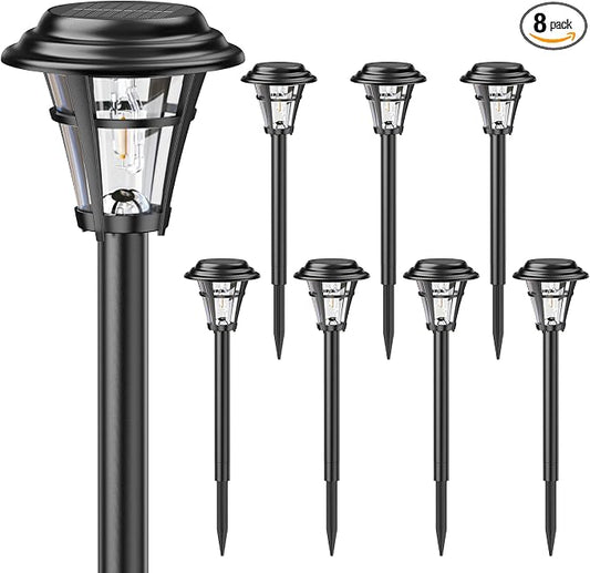 LETMY Solar Pathway Lights Outdoor, 8 Pack Solar Garden Lights Outdoor Waterproof, Auto On/Off Solar Powered Landscape Path Lights, Outdoor Solar Lights for Yard Lawn Patio Walkway Driveway