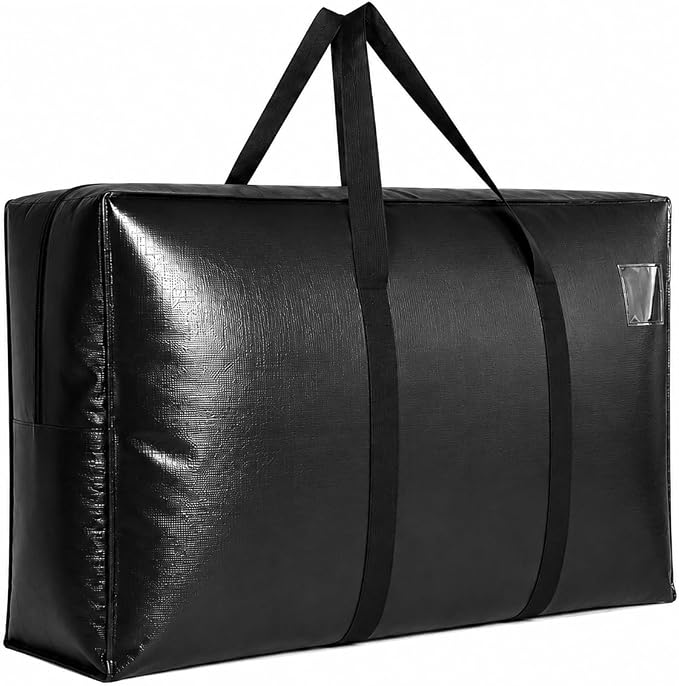 Extra Large Storage Bags, Jumbo Moving Tent Storage Bags, Waterproof Foldable Big Black XL Duffle Bag for Travel, 38x23x11inch - 1PACK
