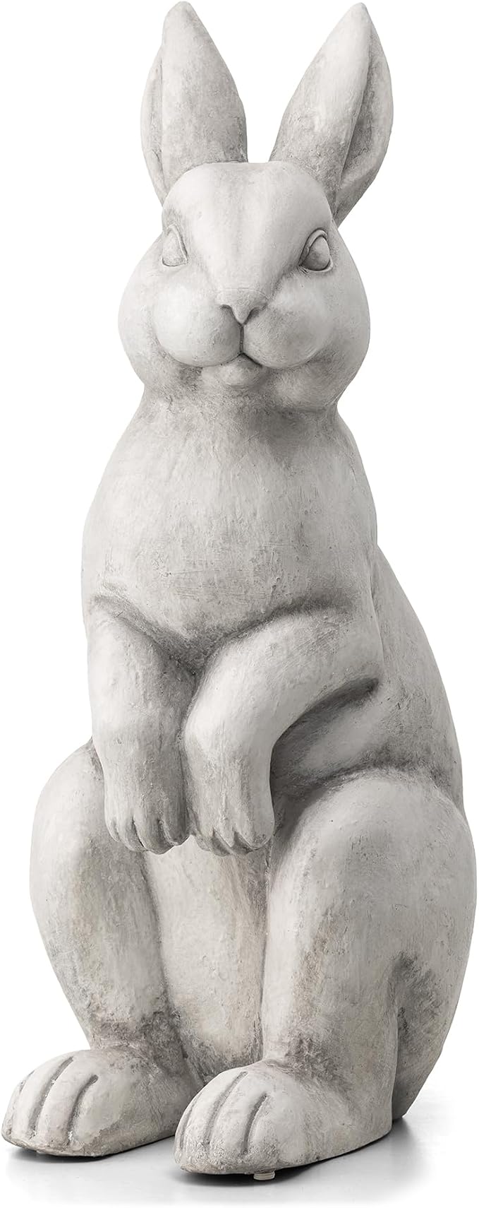 Glitzhome Rabbit Garden Statue Outdoor Standing Bunny Sculpture Lawn Decor, 22.75" H, White