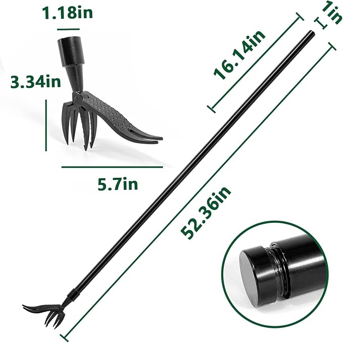 Upgraded Weed Puller Tool Stand Up Heavy Duty: Alloy Long Handle & 4-Claw Steel Head Design, Durable And Lightweight Weeding Tool Gardening Supplies - No Need to Bend Over Or Kneel Down to Weed Easily