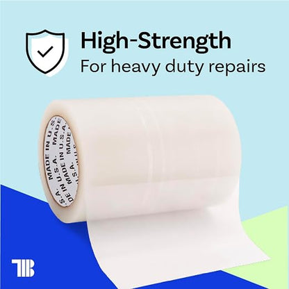 6" x 108' Roll of Greenhouse Repair Tape, Made in USA, Heavy Duty, Clear Poly Patch Tape for Repairing Greenhouses and Plastic Sheeting, UV Resistant Polyethylene Film for Seaming & Splicing