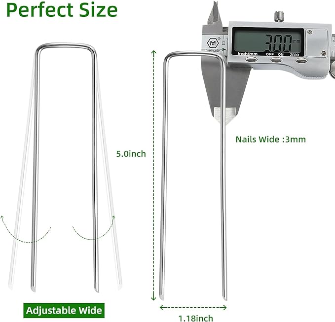 100 Pack Lawn Staples, Premium Garden Landscape Staples, Galvanized Heavy-Duty Gauge Stakes, U-Shaped Tent Stakes, Anti-Rust Fence Netting Pins Ground Spikes, Sod Pins
