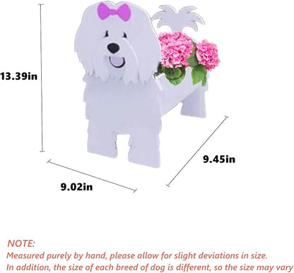 Cotton Veil Dog Planter Pots, 9.45 x 9.02x 13.39 Inches | Dog Flower Pot, Cute Animal Shaped Plant Pot, Gifts for Women & Pet Lovers, Indoor Outdoor Garden Home Office Decor