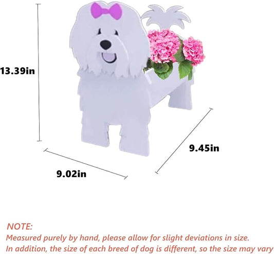 Cotton Veil Dog Planter Pots, 9.45 x 9.02x 13.39 Inches | Dog Flower Pot, Cute Animal Shaped Plant Pot, Gifts for Women & Pet Lovers, Indoor Outdoor Garden Home Office Decor