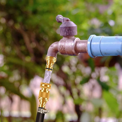 Garden Water Pipe Quick Connect, No-Leak 3/4 Inch GHT Thread Fitting Water Hose Female Adapter, Heavy-Duty Rust Resistant Brass Water Pipe Connector, Easy to Use (2 Female Connect ）