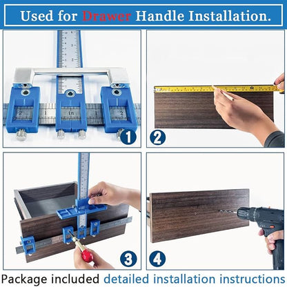 King&Charles Cabinet Hardware Jig, Cabinet Handle Jig with Automatic Center Punch, Avoid Jitter Caused by Direct Drilling. Use for Handles and Pulls on Drawers/Doors, Perfect Set.